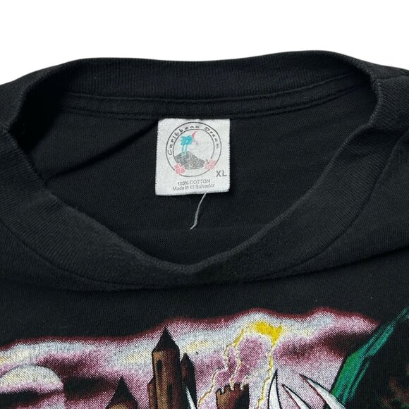 90s Vintage Dragon Graphic T-shirt Sunrise Sportswear Single Stitch Castle. - Picture 5 of 9